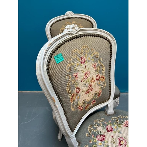 320 - Set of 4 Vintage French Occasional Chairs with Floral Abusson Style Tapestry Upholstery