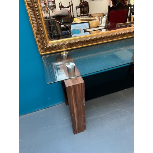 323 - Walnut Effect Consul Table and a Framed Mirror