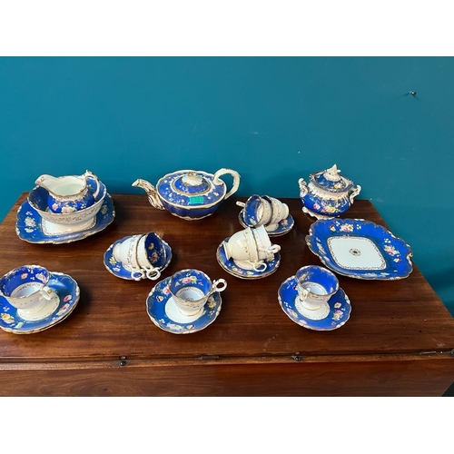 331 - 23 Piece Blue Floral China part Tea Set with hand painted and gilt decoration