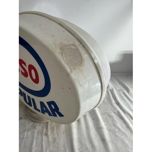 334 - Old Esso Popular Plastic Double Sided Petrol Pump Globe (50cm x 40cm)