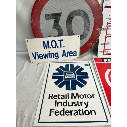 355 - Collection of Garage Signs and a Speed Limited Sign