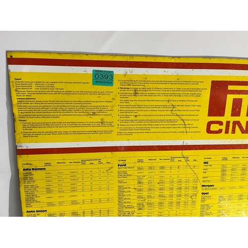 393 - Pirelli Tyres Pressure Chart - Tin (57cm x 75cm)