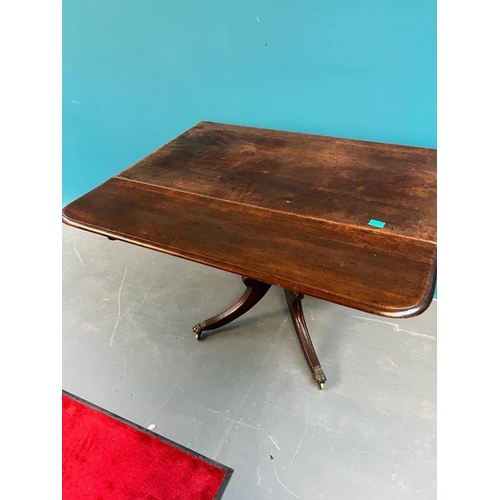 403 - Fine Regency Mahogany Pembroke Table with 1 Drawer on turned column with 4 splayed legs and brass ca... 