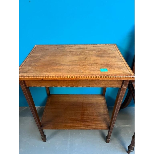 407 - Edwardian Walnut Inlaid and Crossbanded Lamp Table (60cm x 72cm x 40cm) together with a Mahogany Hal... 