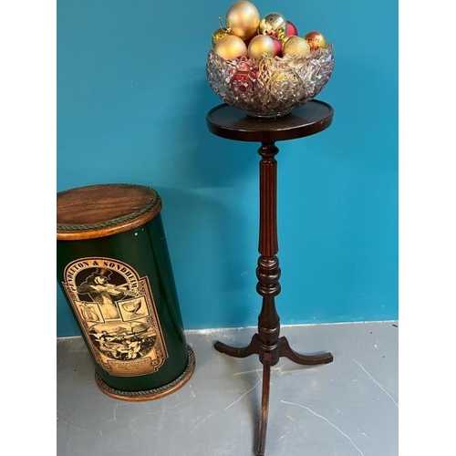 412 - Decorative Wooden Advertising Pedestal (38cm x 75cm x 28cm), Mahogany Torchere, Glass Bowl and conte... 