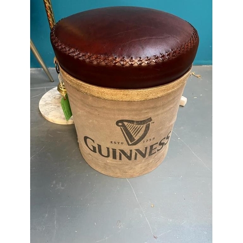 415 - Contemporary Guinness Stool, Occasional Table, Brass Standard Lamp and a Copper Firescreen