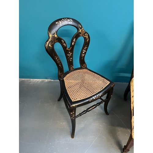 416 - Edwardian Inlaid Rosewood Armchair and a Victorian  Paper Mache Occasional Chair