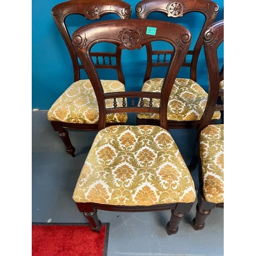 417 - Set of Five Victorian Mahogany Dining Chairs (need tightening)