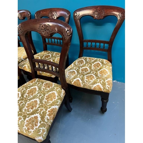 417 - Set of Five Victorian Mahogany Dining Chairs (need tightening)