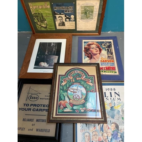 420 - Collection of Five Framed Advertising Pictures and a Triptych of Music Books