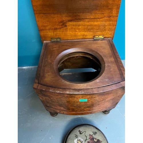 421 - Victorian Burr Walnut Commode Stool and a Needlepoint Tapestry Foot Stool