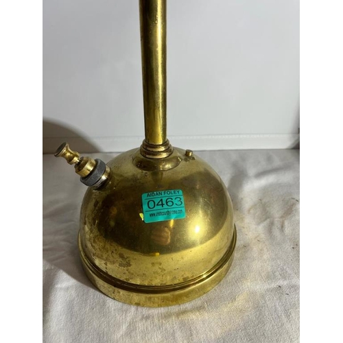 463 - Unusual Brass Tilly Lamp with associated Shade (58cm)