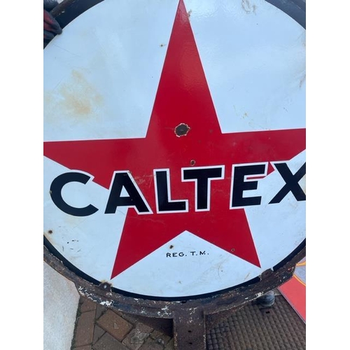 601 - Rare Caltex Petrol Station Forecourt Sign - Double Sided Enamel (125cm x 150cm)