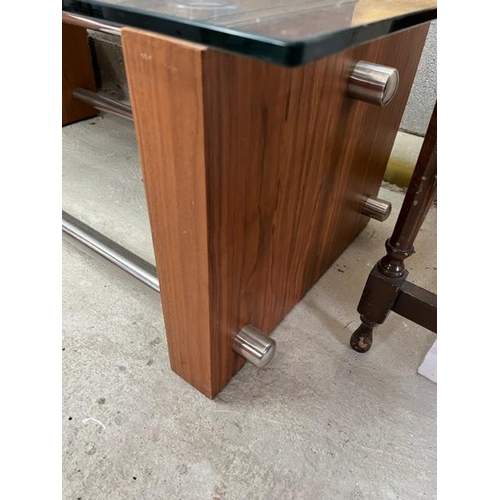 883 - Contemporary Walnut Effect and Chrome Coffee Table (120cm x 42cm x 60cm)