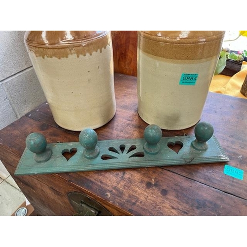 884 - Two Earthenware Whiskey Jars and a Hanger