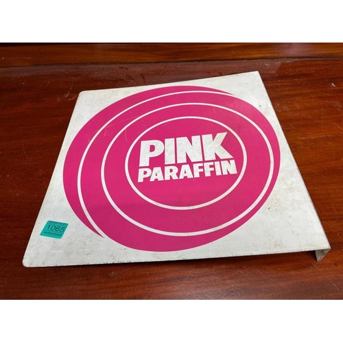 1065 - Original Pink Paraffin Tin Sign - Double Sided