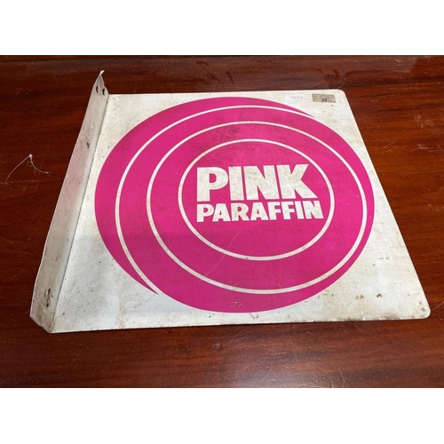 1065 - Original Pink Paraffin Tin Sign - Double Sided