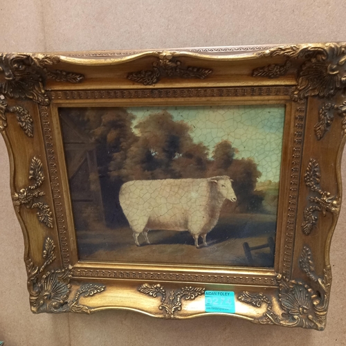 274 - 2 Decorative Gilt Framed Print of Sheep