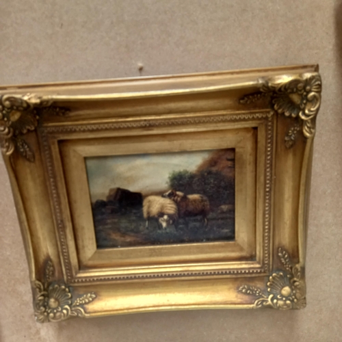 274 - 2 Decorative Gilt Framed Print of Sheep