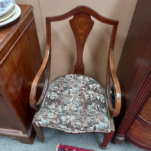 64 - Two Edwardian Inlaid Mahogany Occasional Chairs