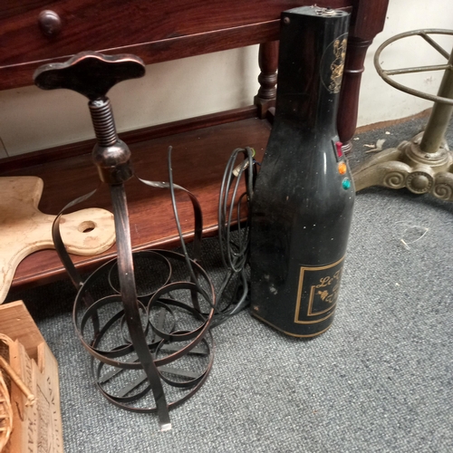 459 - Collection of Wickers bottle Baskets, Bread Board and others