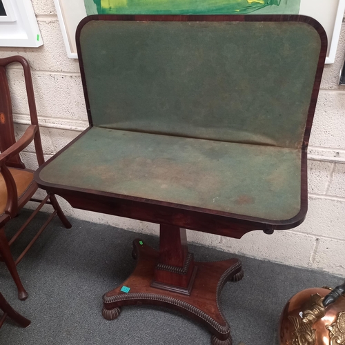 534 - Victorian Rosewood Games Table on tapering column