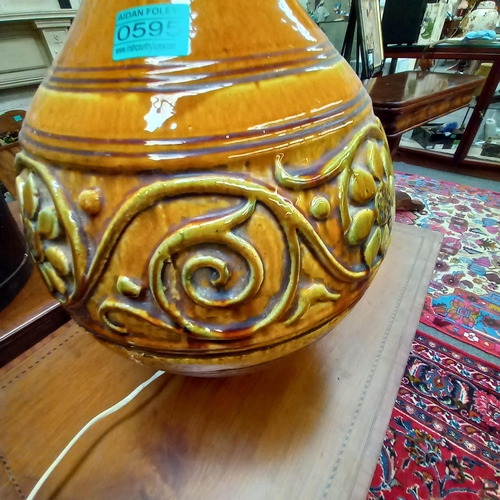 595 - Large German Pottery Table Lamp