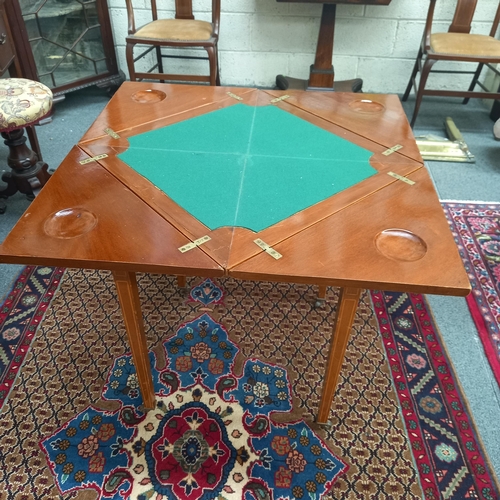 599 - Edwardian Inlaid Mahogany Envelope Card Table