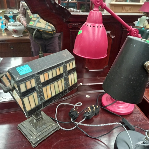 676 - Tiffany style Desk Lamp and 2 Angle Poise Lamps