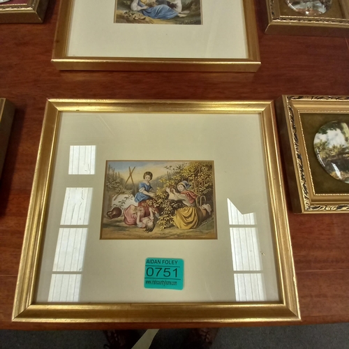 751 - 4 Framed Porcelain Plaques and 2 others