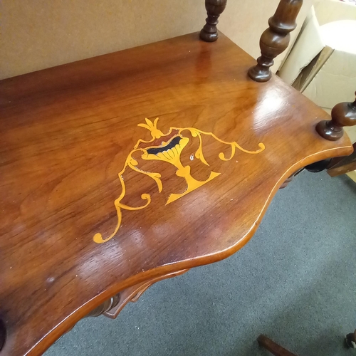 753 - Victorian Inlaid Walnut What not with Marquetry Decoration