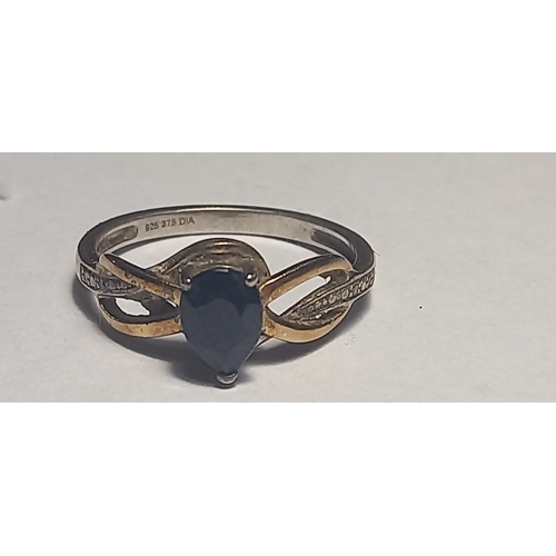 225 - 9 Carat Gold and Silver Sapphire Dress Ring (Size