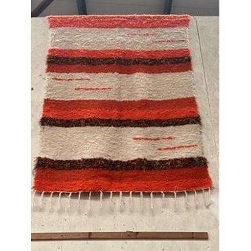 817 - Spanish Artisan Red Stripe Wool Rug (200cm x 135cm