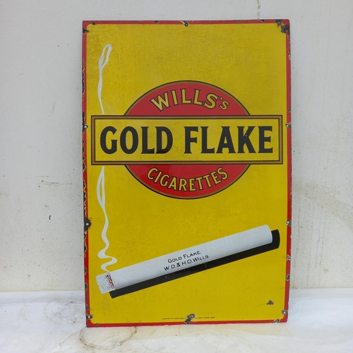 24 - Original Wills Gold Flake Enamel Advertising Sign (61cm x 91cm)