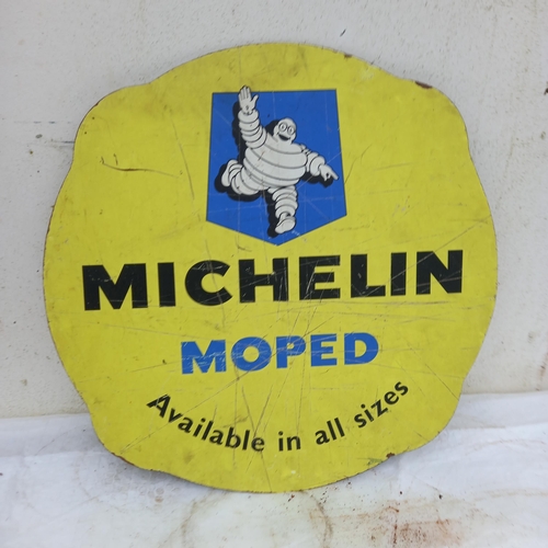 37 - Vintage Michelin Moped Hardboard Advertising Sign (53cm Diameter)