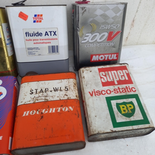 65 - Collection of 8 Original 2 Litre Oil Cans - various brands