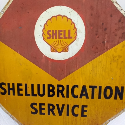 126 - Vintage Shell Lubrication Service Tin Sign (86cm x 86cm)