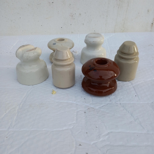 156 - Six Ceramic Electric Wire Insulators