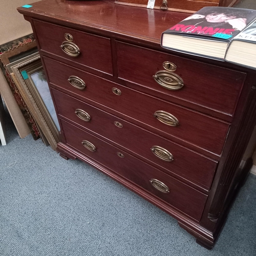 113 - Neat Sized Georgian Mahogany Chest of 2 short over 3 long graduated drawers on bracket feet