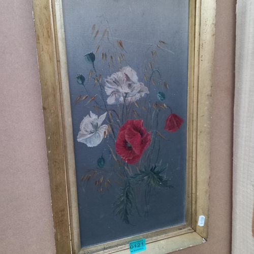 121 - Still Life Oil Painting of Flowers & an Edwardian Print