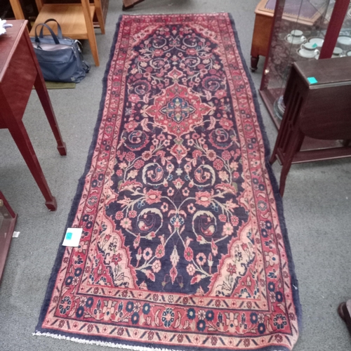 128 - Persian Handwoven Blue and Red Ground Runner (295cm x 105cm)