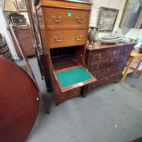 16 - Edwardian Inlaid Mahogany Tallboy with secretaire