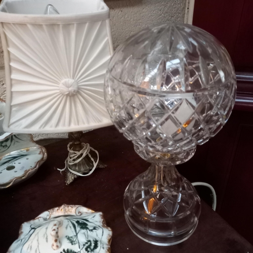 167 - Cut Glass Table Lamp and another