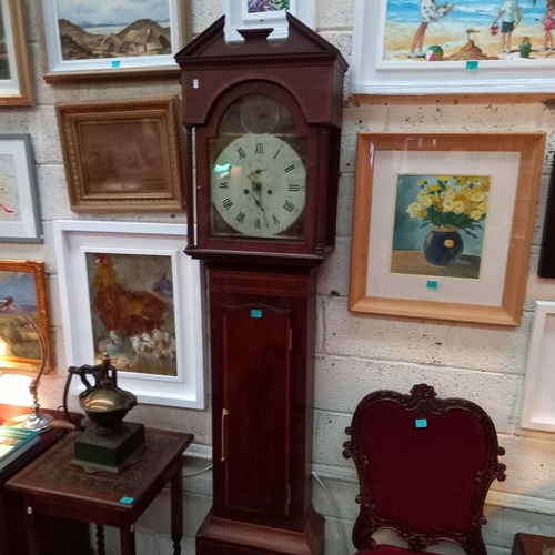 193 - Victorian Mahogany cased 8 day Longcase Clock with painted Arch Dial