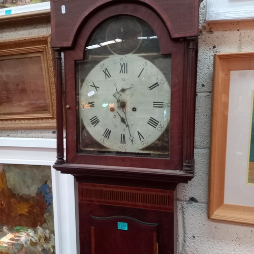 193 - Victorian Mahogany cased 8 day Longcase Clock with painted Arch Dial