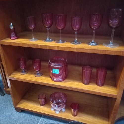 213 - 3 Shelves of Red Glass