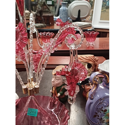 268 - Cranberry Glass Epergne