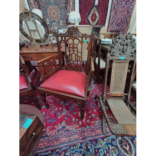 276 - Pair of Impressive Early 20th Century Mahogany Armchairs in Chippendale Style