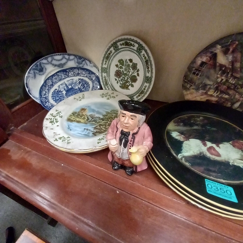 350 - Mixed Lot of Collectible Cabinet plates and 2 Toby Jugs