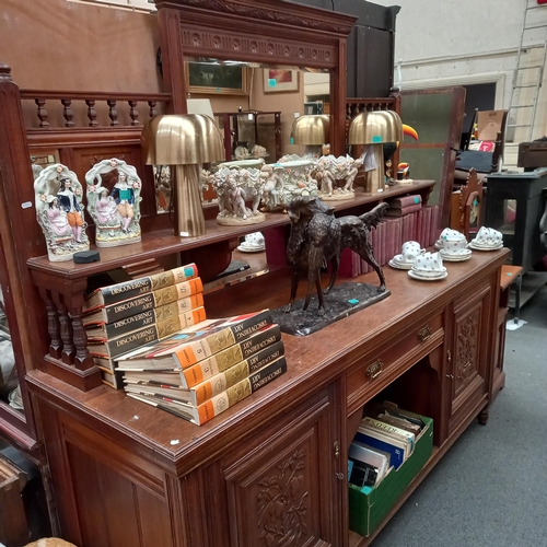 363 - Large Late Victorian Oak Mirror backed Sideboard